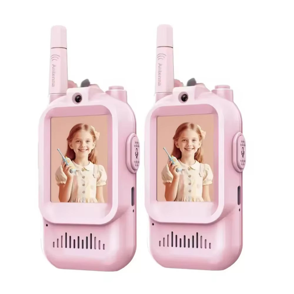 2PCS Video Walkie Talkies for Kids Rechargeable Toddler Toys for Indoor Camping Travel Birthday Gfits for Kids Ages 3-12