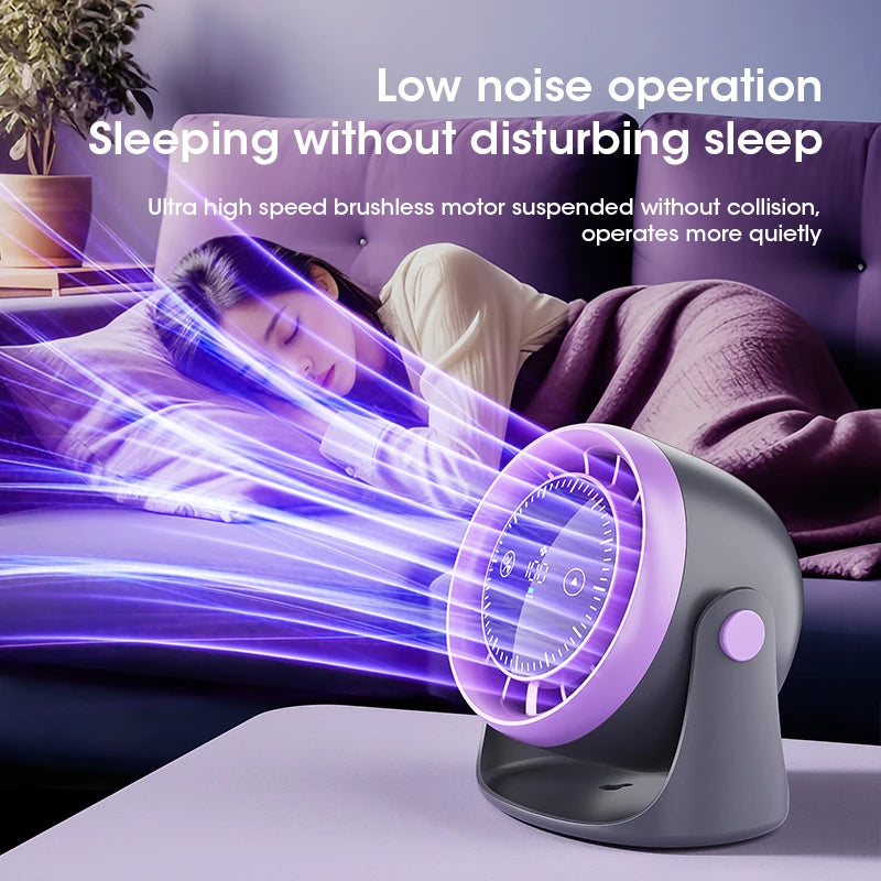 Touch Screen Portable Mini Desk Fan 100-Speed Adjustable Quiet Strong Wind Cooling with Digital Display Air Circulation Fan