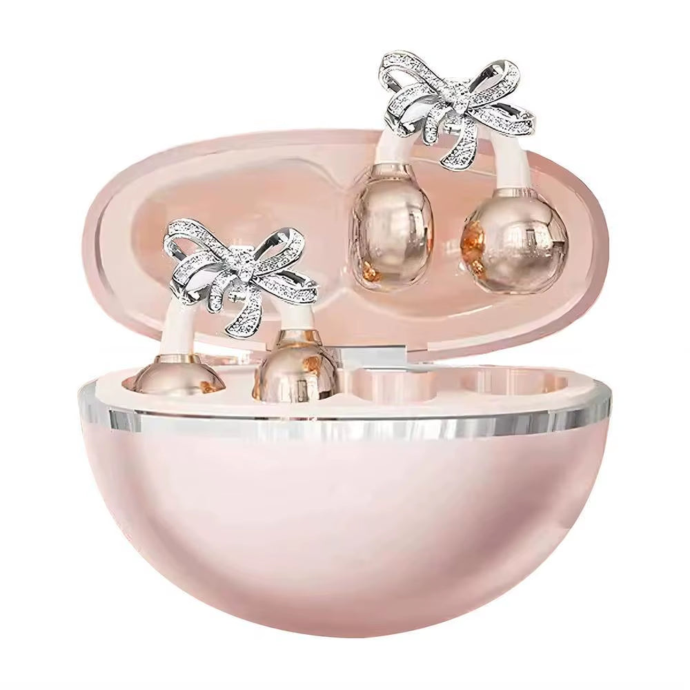 Wireless Bluetooth Clip-On Earbuds with Detachable Crystal Bowknot Earrings for Sports, Fitness, and Workouts