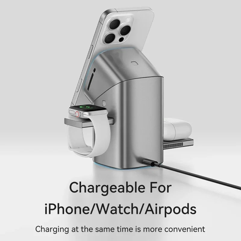 Qi2 Auto-Rotate Touch Magnetic 3 in 1 Wireless Charger Fast Charging 15W for Iphone 12/13/14/15/16, for Iwatch & earpods