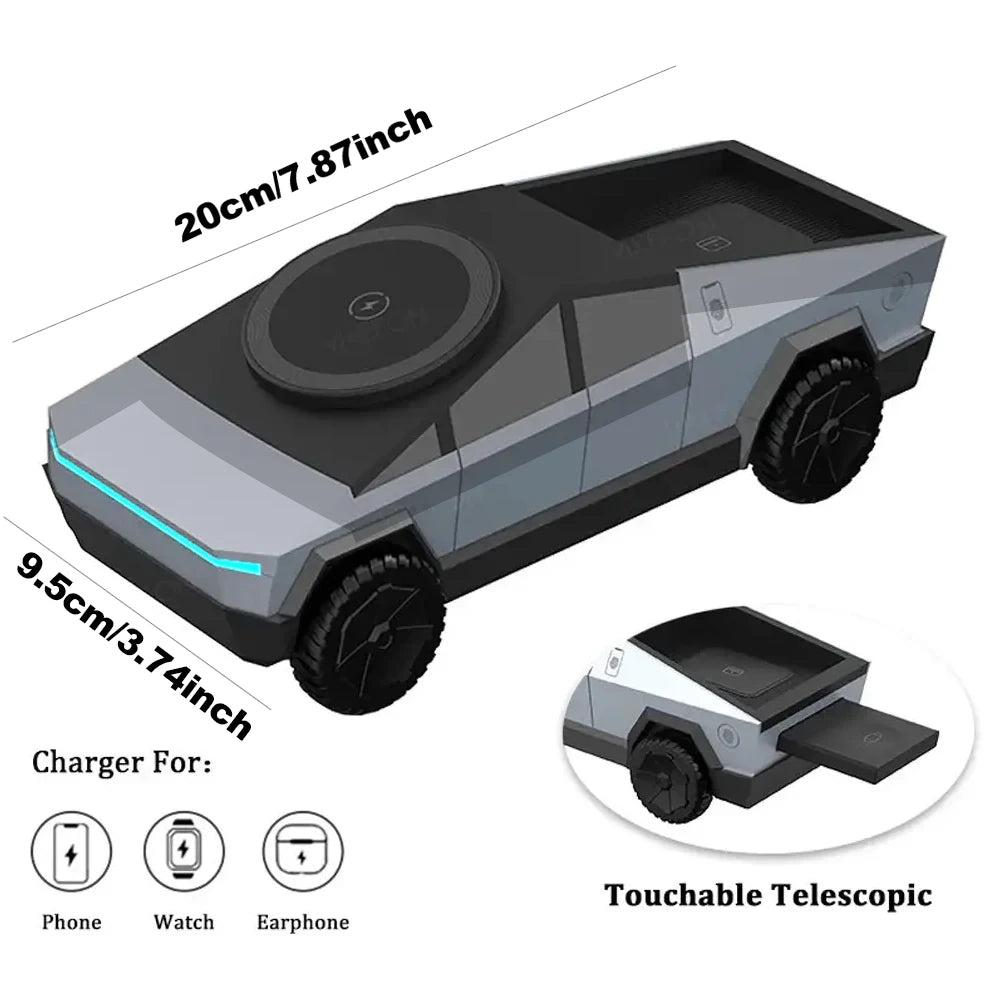 Magnetic 3 in 1 cyberdock Wireless Charger Stand  for iPhone 17, 16, 15, 14 Pro Max, Samsung Galaxy, and Earbuds Pro - Fast Charging Station