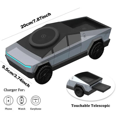 Magnetic 3 in 1 cyberdock Wireless Charger Stand  for iPhone 17, 16, 15, 14 Pro Max, Samsung Galaxy, and Earbuds Pro - Fast Charging Station
