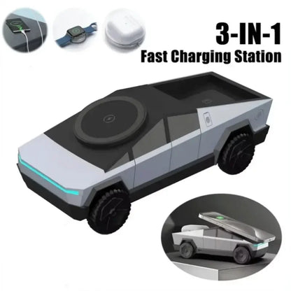 Magnetic 3 in 1 cyberdock Wireless Charger Stand  for iPhone 17, 16, 15, 14 Pro Max, Samsung Galaxy, and Earbuds Pro - Fast Charging Station