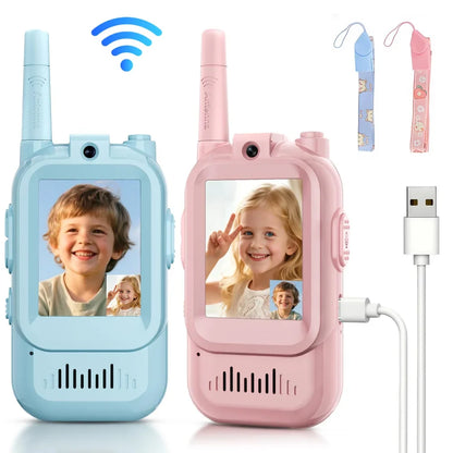 2PCS Video Walkie Talkies for Kids Rechargeable Toddler Toys for Indoor Camping Travel Birthday Gfits for Kids Ages 3-12