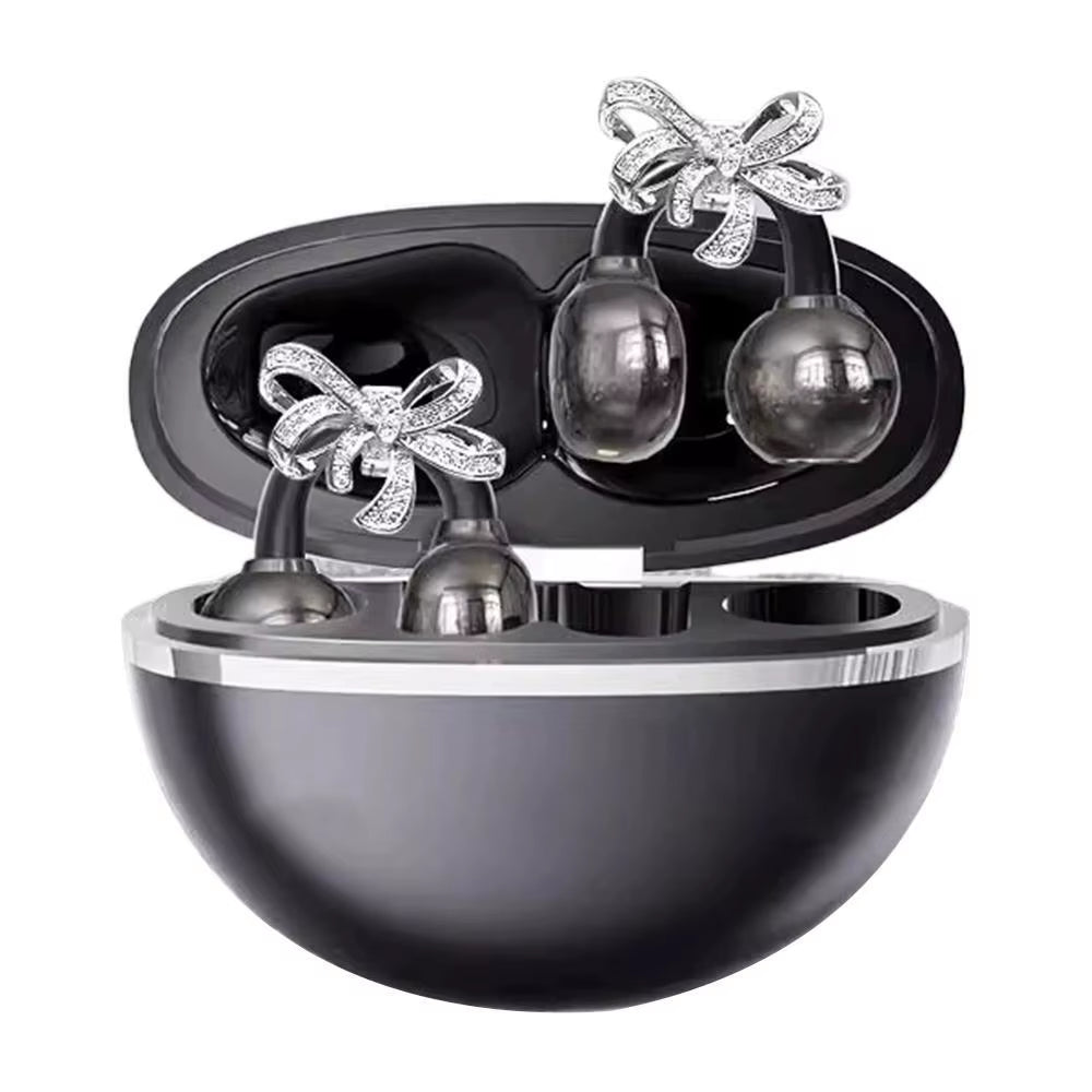 Wireless Bluetooth Clip-On Earbuds with Detachable Crystal Bowknot Earrings for Sports, Fitness, and Workouts