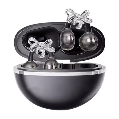 Wireless Bluetooth Clip-On Earbuds with Detachable Crystal Bowknot Earrings for Sports, Fitness, and Workouts
