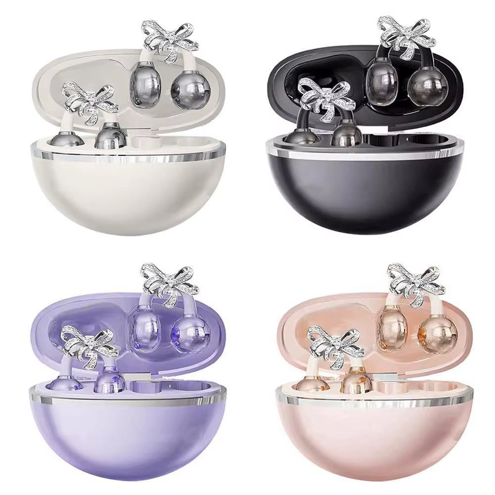 Wireless Bluetooth Clip-On Earbuds with Detachable Crystal Bowknot Earrings for Sports, Fitness, and Workouts