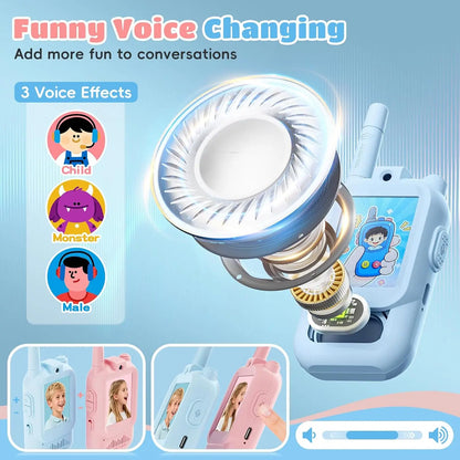 2PCS Video Walkie Talkies for Kids Rechargeable Toddler Toys for Indoor Camping Travel Birthday Gfits for Kids Ages 3-12