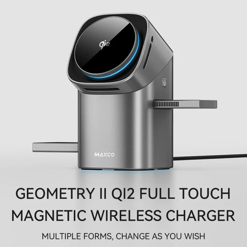 Qi2 Auto-Rotate Touch Magnetic 3 in 1 Wireless Charger Fast Charging 15W for Iphone 12/13/14/15/16, for Iwatch & earpods